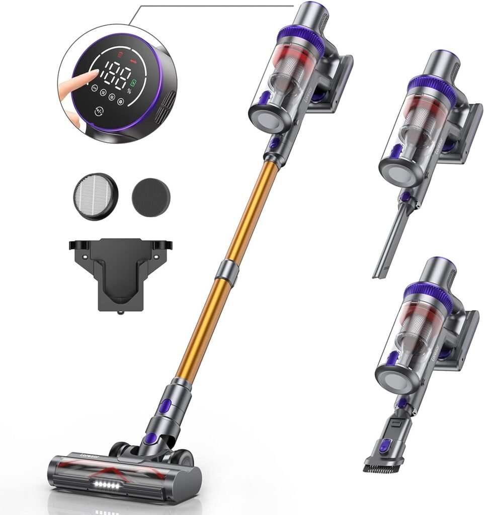 Laresar Cordless Stick Vacuum Cleaner with Touch Screen, 400W/33000pa , Up to 50 Mins Runtime, Handheld Anti-Tangle , Edge Cleaning, Pet Hair, Carpet and Hardwood Floor