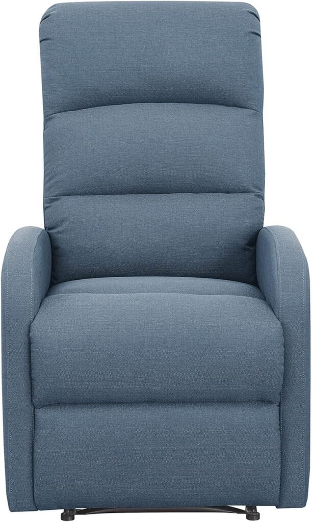 NewRidge Home Goods Charlotte Upholstered Manual Recliner, Denim Blue