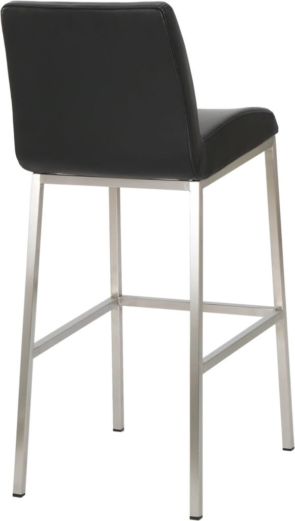 Christopher Knight Home Vasos Leather Barstools, 2-Pcs Set, Black