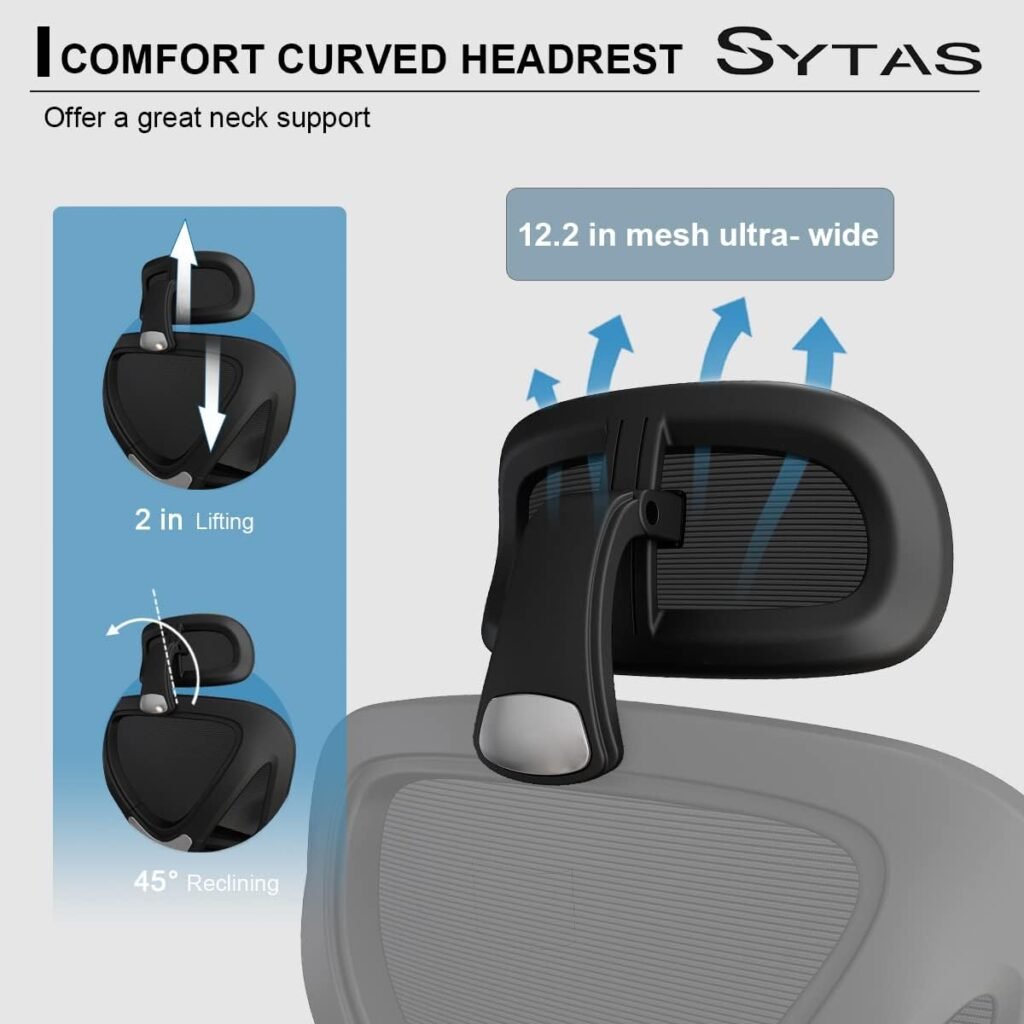 Sytas Ergonomic Home Office Chair, Desk Chair with Lumbar Support, 3D Armrest and Adjustable Headrest, Ergonomic Computer Chair High Back