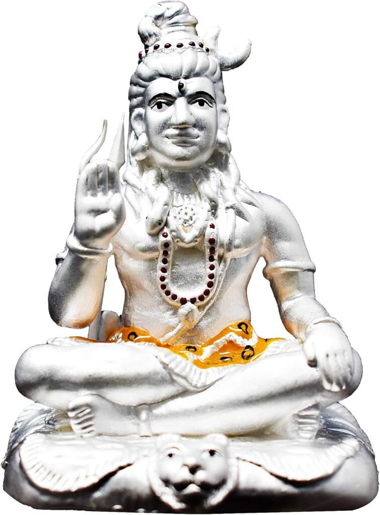 PRD CARATCAFE Lord Shiva Bholenath Shankar God Idol Sterling Silver 999 Statue for Puja Temple Good Luck and Home Decor for Men and Women (Net Weight 42-45 GMS Silver)