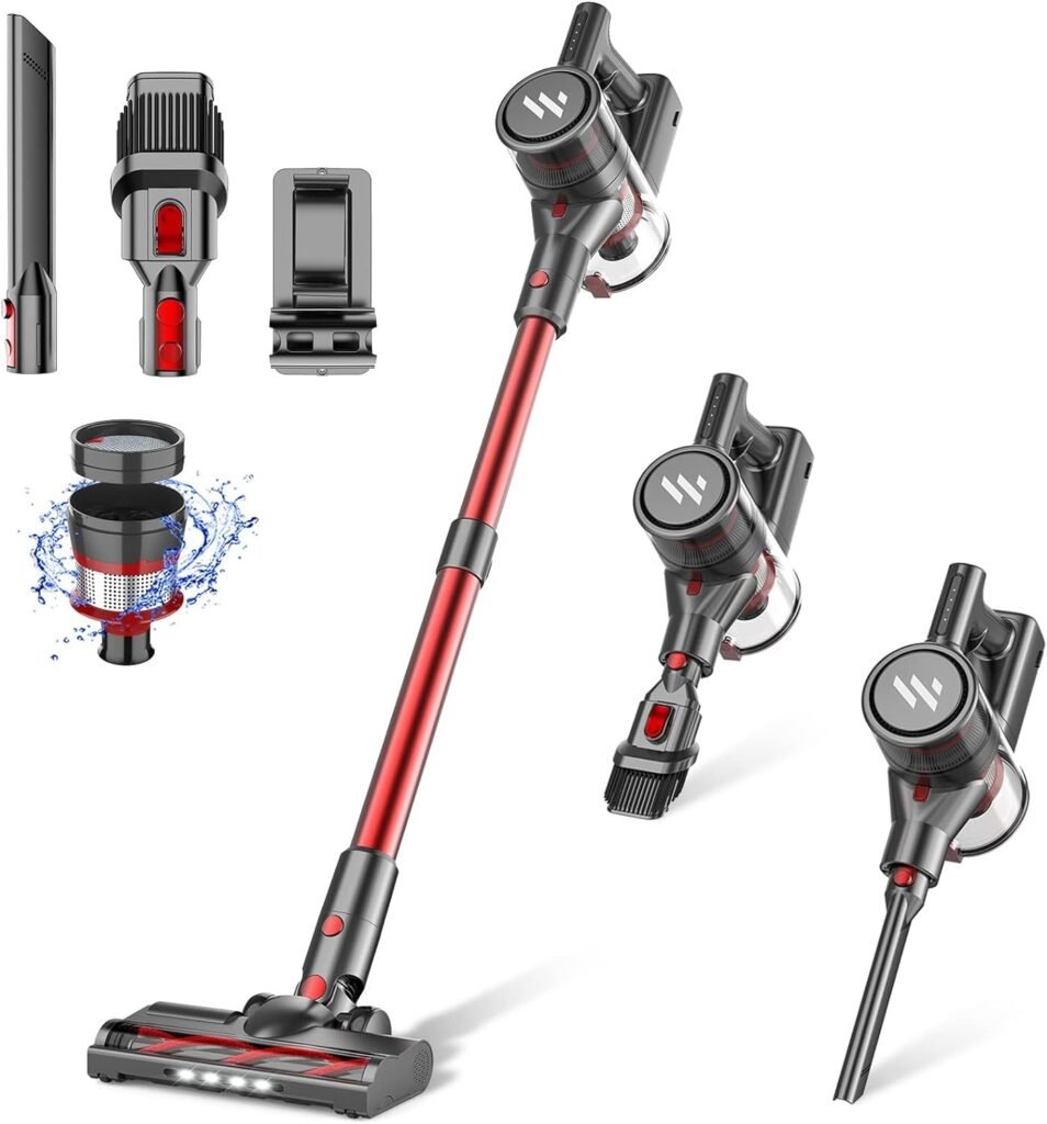 Vacuum Cleaners for Home, Cordless Vacuum Cleaner with 2200mAh Powerful Lithium Batteries, Up to 35 Mins Runtime Cordless Vacuum, 4 in 1 Lightweight Quiet Vacuum Cleaner Perfect for Hardwood Floor