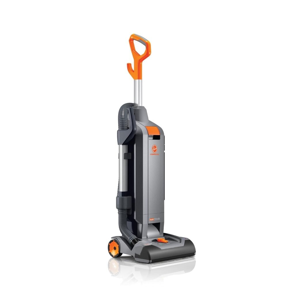 Hoover Commercial HushTone 13-Inch 2-Speed Upright Vacuum Cleaner with IntelliBelt Quiet Bagged HEPA Filtered Professional Rated, 40-Foot Long Cord, CH54113, Gray/Orange