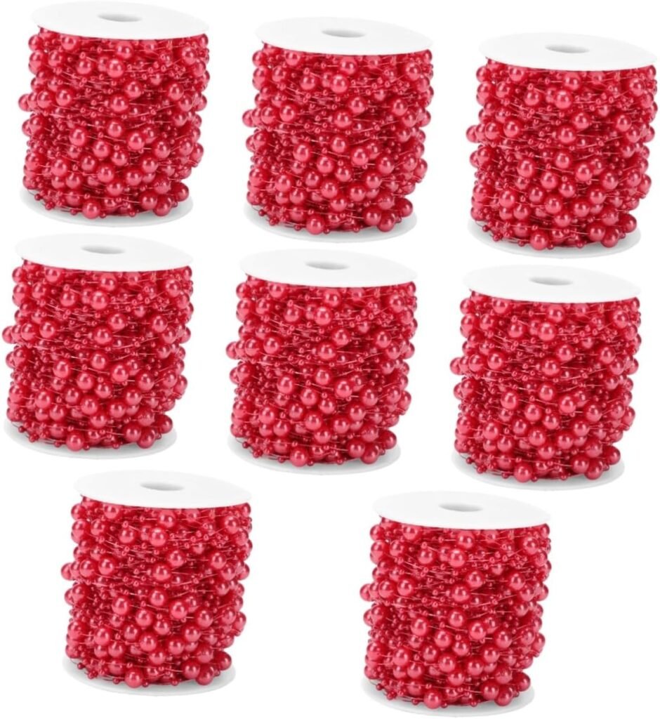 NOLITOY 8 Rolls Plastic Bead Chain Plastic Beads Garland Xms Tree Ornaments DIY Tree Garland Tree Decoration Chain DIY Crafts Beads Chain Pearl Beads Garland Decorations Bride Christmas