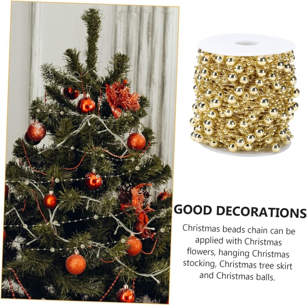 NOLITOY 8 Rolls Plastic Bead Chain Plastic Beads Garland Xms Tree Ornaments DIY Tree Garland Tree Decoration Chain DIY Crafts Beads Chain Pearl Beads Garland Decorations Bride Christmas