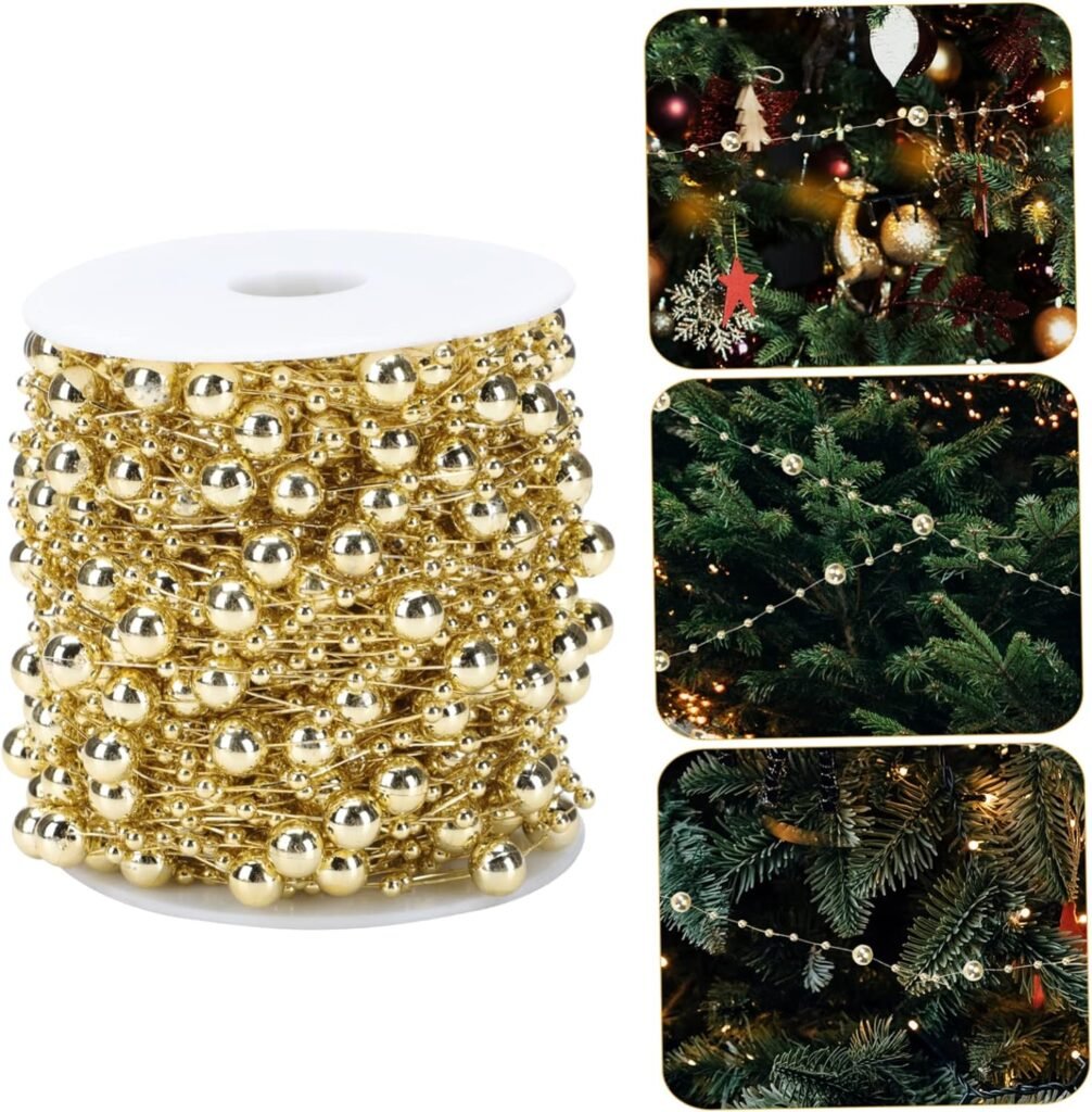 NOLITOY 8 Rolls Plastic Bead Chain Plastic Beads Garland Xms Tree Ornaments DIY Tree Garland Tree Decoration Chain DIY Crafts Beads Chain Pearl Beads Garland Decorations Bride Christmas