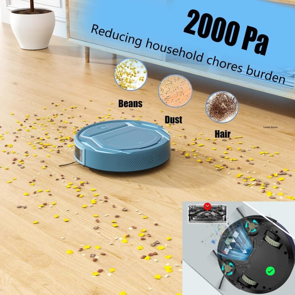 OKP Robotic Vacuum Cleaner, WiFi/App/Alexa, Efficient Filtration System, Robot Vacuum Cleaner with Schedule, Self-Charging, Slim Design, Quiet, Perfect for Hard Floors, Pet Hair, Carpets