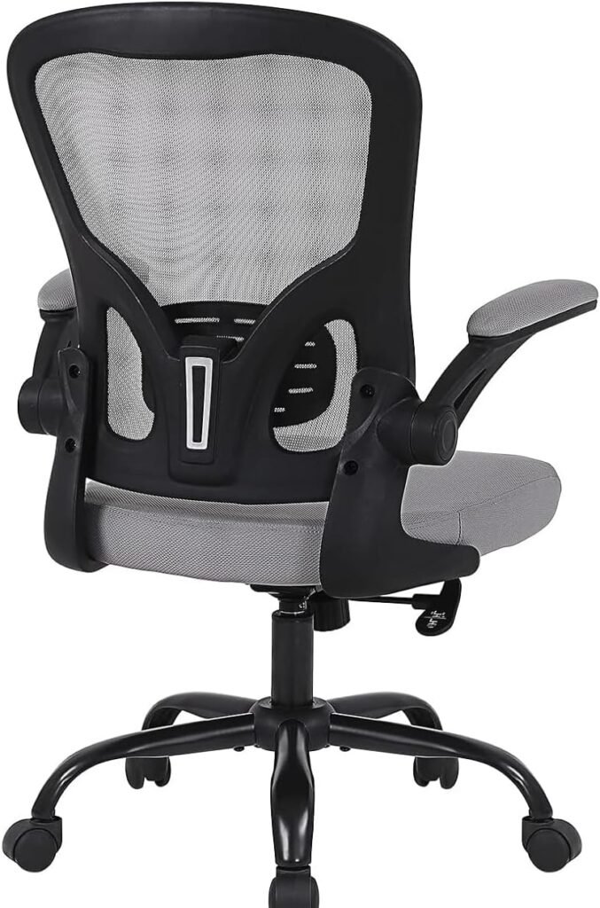 Zanzio Desk Chair, Office Chair Mesh Lumbar Support Study Chairs, Ergonomic Rolling Computer Chair with Flip-up Armrests, Swivel Adjustable Mid Back Home Office Chair Task Chair, Black