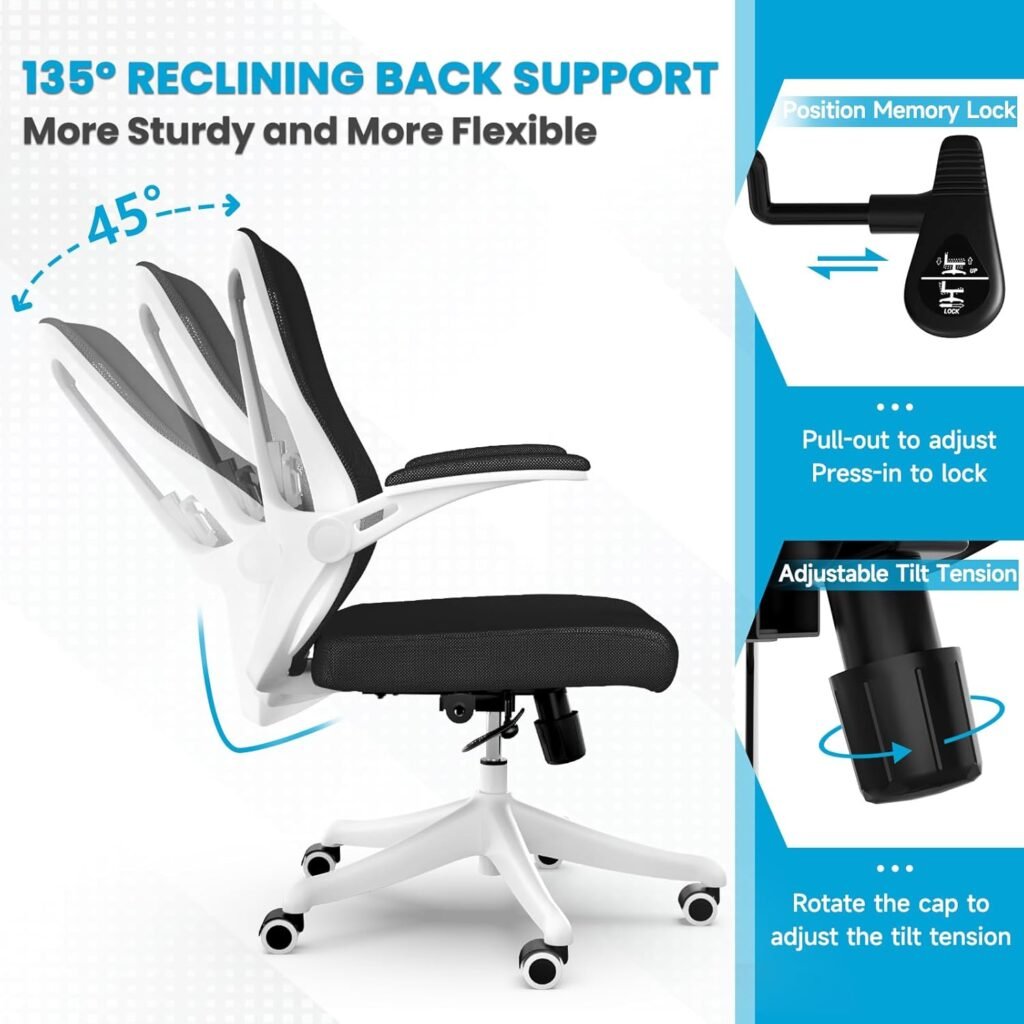 Ergonomic Office Chair - Comfy Desk Chairs with Wheels and Arms, 400LB Heavy Duty Mesh Computer Chairs with Comfortable Lumbar Back Support for Home Office, Study, Bedroom and College Dorm