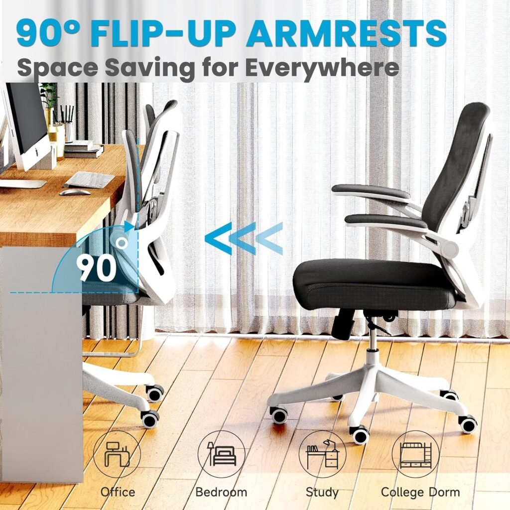 Ergonomic Office Chair - Comfy Desk Chairs with Wheels and Arms, 400LB Heavy Duty Mesh Computer Chairs with Comfortable Lumbar Back Support for Home Office, Study, Bedroom and College Dorm