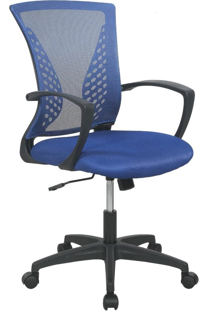 PayLessHere Office Chair Desk Chair Computer Chair Ergonomic Chair Adjustable Executive Mesh Mid Back with 360 Degree Swivel Wheels Lumbar Support Armrest (Blue)