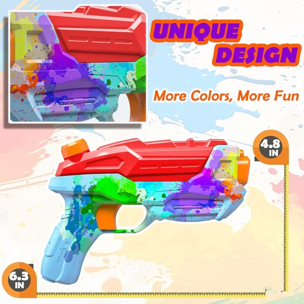 4 Pack Water Gun for Kids, Watercolor Squirt Gun with Trigger Super Water Blaster Soaker Squirters Toys, Long Range Water Pistol Gun for Summer Outdoor Pool/Beach/Yard/Party Play