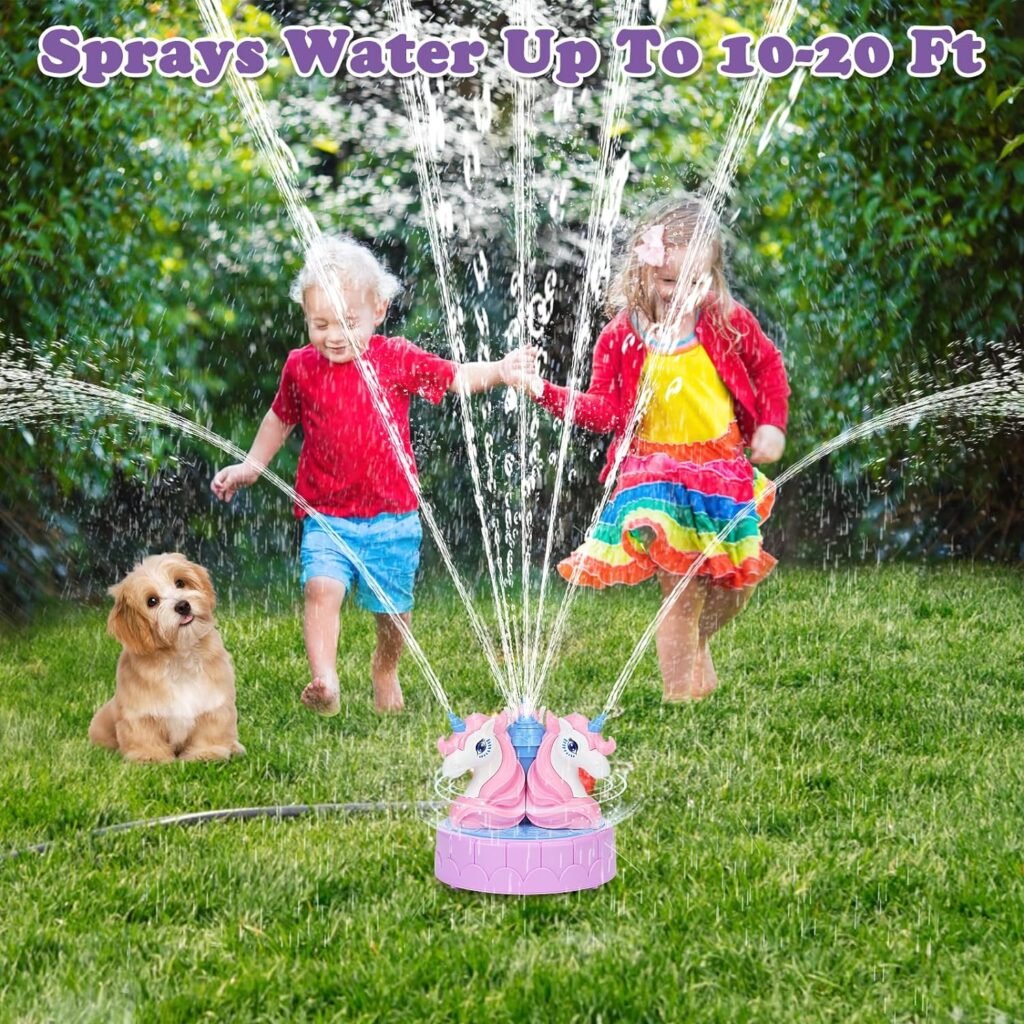 Sprinkler for Kids Outdoor Water Toys: Backyard Spinning Unicorn Toddler Sprinkler Toy - Summer Outside Toys Attaches to Garden Hose Splashing Fun Toys for 3 4 5 6 7 8 Year Old Boys Girls Gifts